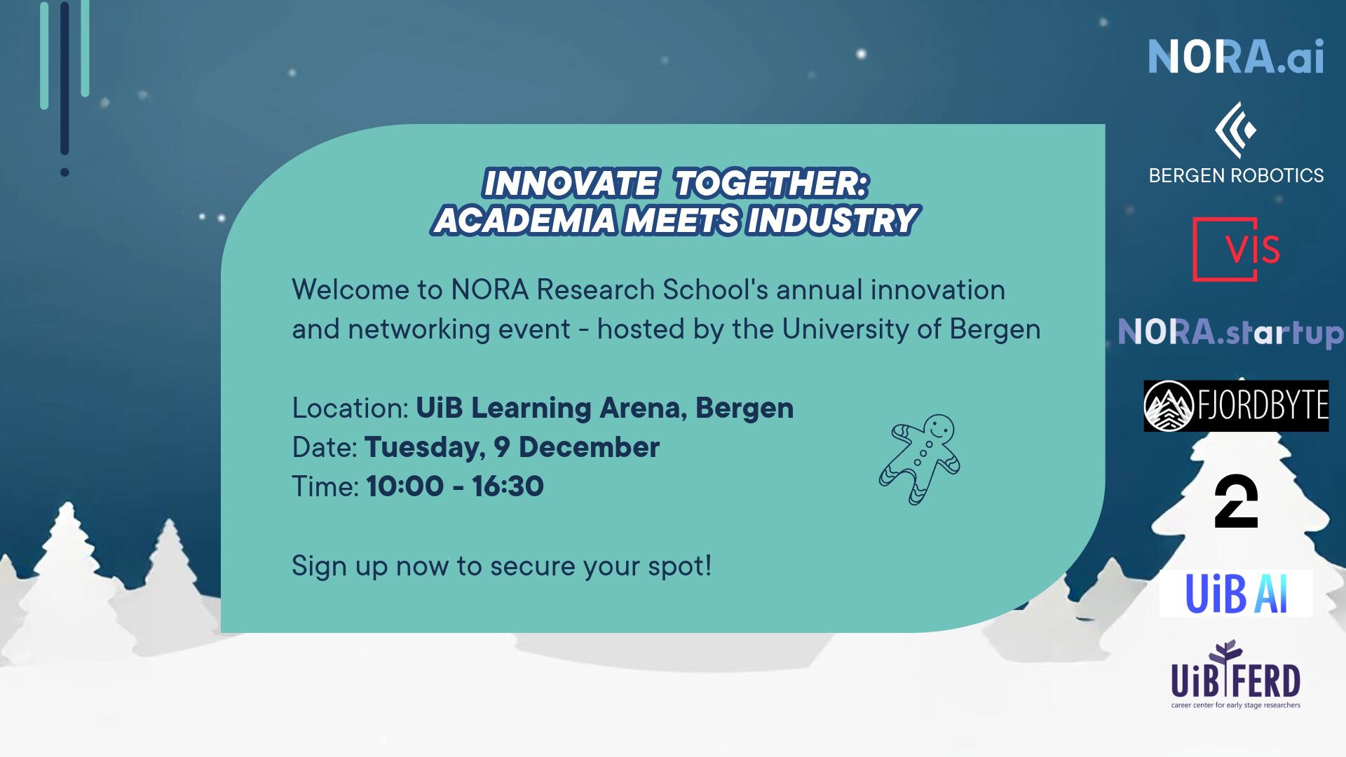 Bergen, Tuesday 9 December for NORA Research School's annual innovation and networking event