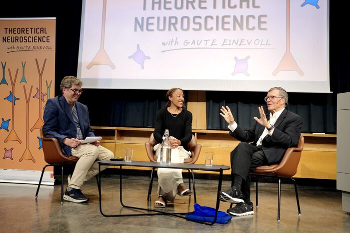 Gaute Einevoll, Mazviita Chirimuuta and Terry Sejnowski in a panel debate