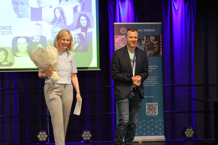 Minister Sigrun Aasland and Stefano Nichele
