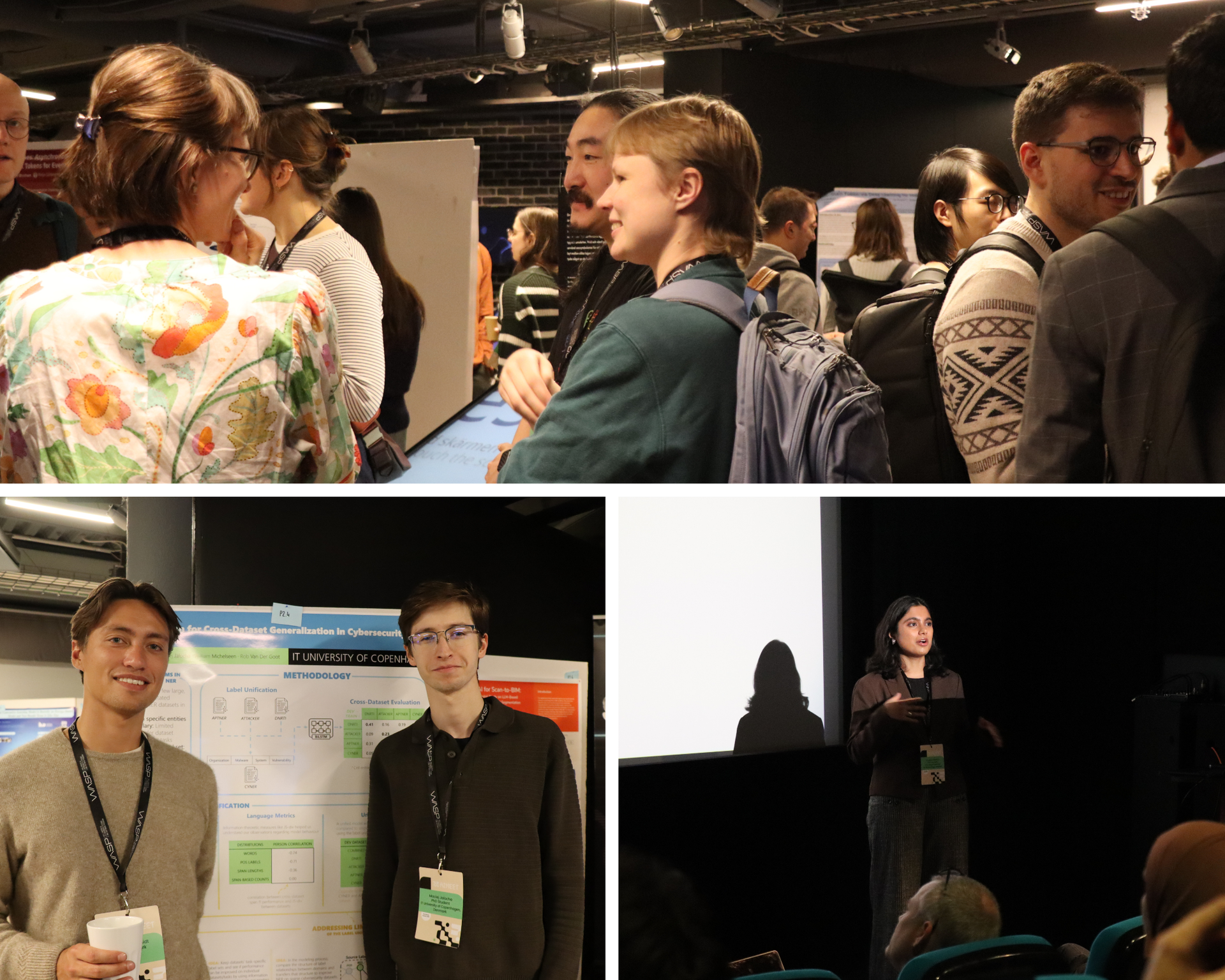 Top: Poster Session, Bottom: Students from IT-U in Copenhagen, one of them paused his holidays in Australia to join NAIM, Shubhra Mishra – the best oral presentation awardee.