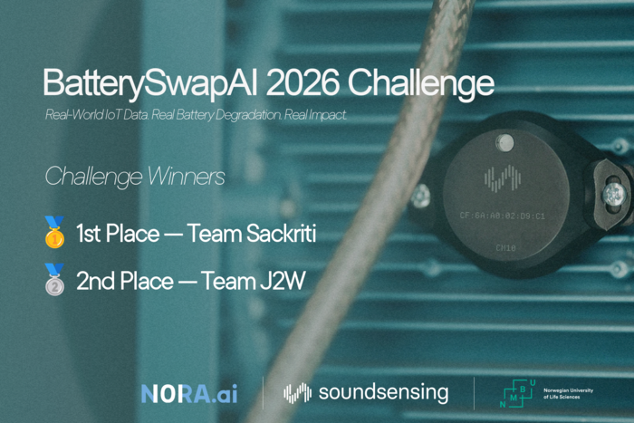 1st place: Team Sackriti. 2nd place: Team J2W. Image of battery in the background