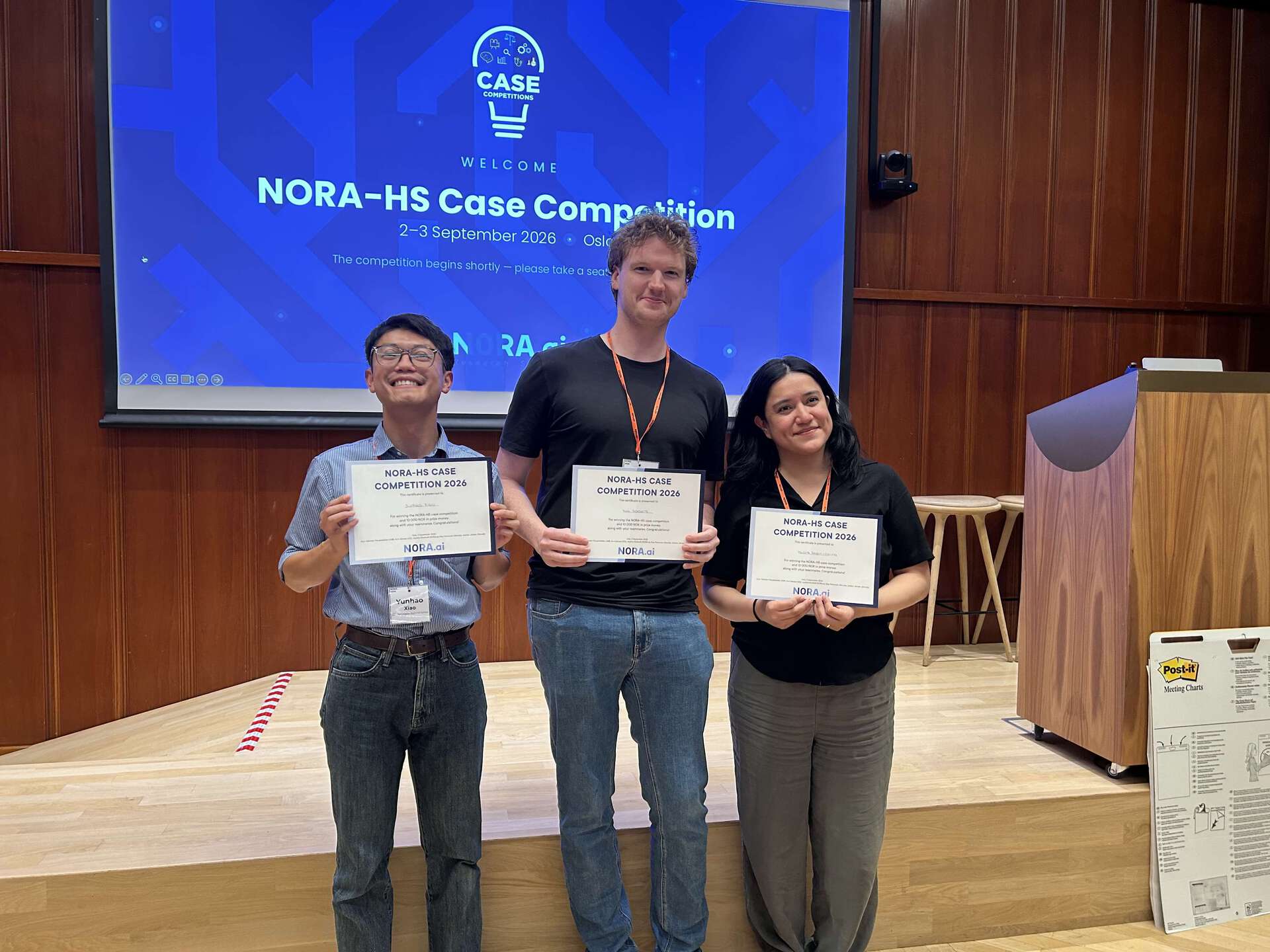 Photo of the three winners holding up certificates