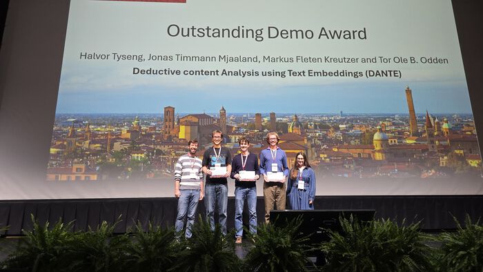 The award winners on stage in Bologna