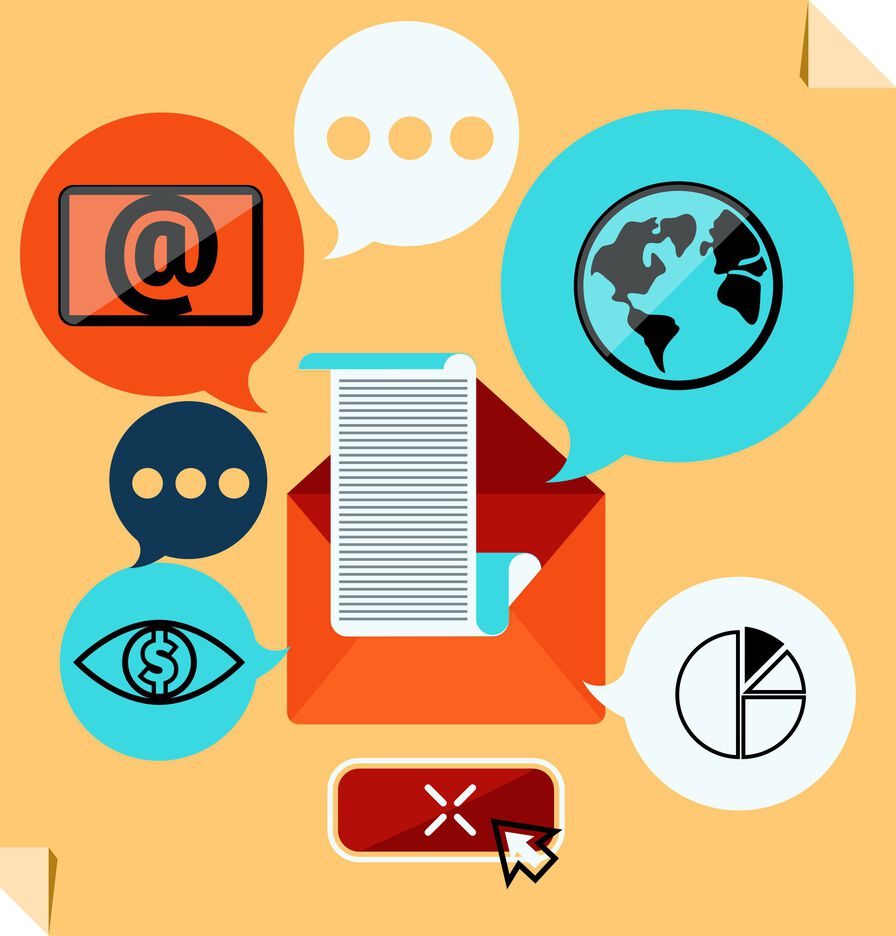Icons symbolizing the contents of a newsletter